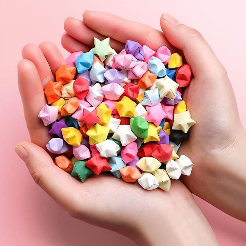 YNGRUE 1080 Sheets Star Origami Paper - 10 Color Assortment, Double Sided, Solid Color, DIY Hand Art Crafts - Image 4